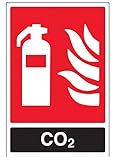 vsafety 11030 au-s Feuerlöscher Schild, CO2 ID, selbstklebend, Portrait, 200 mm x 300 mm, schwarz/