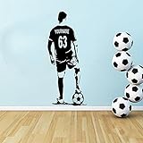 Fußball Wandkunst Fußball Aufkleber Fußballspieler Wanddekoration Silhouette Vinyl Aufkleber Kunst Aufkleber Wandbild A6 40x95