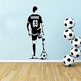 Fußball Wandkunst Fußball Aufkleber Fußballspieler Wanddekoration Silhouette Vinyl Aufkleber Kunst Aufkleber Wandbild A6 40x95