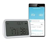 Kabelloser Temperatur-Feuchtemonitor: Digitales Innen-Hygrometer-Thermometer mit Lichtintensitätserkennung und App-Warnungen, Zigbee-Hub erforderlich, kompatibel mit Alexa Google Home (zigbee)