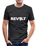 Revolt Guy Fawkes Maske Männer Slim Fit T-Shirt, L, Schw