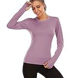 Womens Active Wear Gymnastik Top Yoga Shirt Atmungsaktive Trainingskleidung Langarm Gym Tops Running Activewear Nahtlose Athletische Lange ÄRmel (S,Violett)