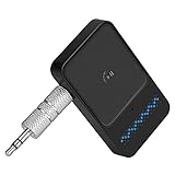 URAQT Bluetooth Adapter Auto, 3.5mm Bluetooth Empfänger, Bluetooth 5.0 Empfänger Adapter, AUX Bluetooth Dual Verbindung für Auto, Stereoanlage, Kopfhörer, Lautsp