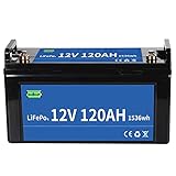 ASNHJH 12V 100Ah 120Ah 150Ah 2000Ah 260Ah 300Ah LiFePO4 Batterie Deep-Cycle-Lithium-Eisen-Phosphat-Batterie Eingebautes BMS Mit Ladegerät Für Auto LKW Boot RV Rasentraktor (Color : 12V 120AH)