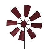 Windräde Metall Garten Windrad Windmühle Gelb Rot Blau Blumenstecker Balkon Frühling Gartendeko 66cm Dekoration, Für Kindergärten, Kinderzimmer, Partys Oder Schaufenster, Durchmesser 23.5