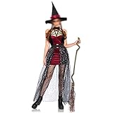 LUONE Halloween-Kostüm Erwachsene Hexe Cosplay, Cosplay Kostüm Vampir Hut Hexe Kostüm Halloween Party Dress Up Kostüm,Rot,M