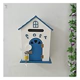 N\C Wand befestigter Briefkasten Mailbox Europäische Mailbox Wand aus Holz Briefkasten Schule Suggestion Box Pastoral Wind Painted Bird Haus Typ Postfach Verschließbare Wetteraußen Postbox Hanging