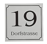 Haus-Türschild Familie personalisisert im Landhaus-Stil 20 x 20 cm | Familien Hausnummern-Schild und Straßennamen | Namens-Schild für die Haustür | Tuerschilder zum Kleben oder aufhängen | Tü