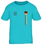 Germany Soccer World Cup Fussball WM Fanfest Gruppen Kinder T-Shirt Rundhals Mädchen Jungen Streifen Trikot Deutschland, Größe: 122/128,türk