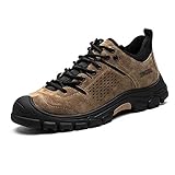 Schuhe Sommersicherheits-Turnschuhe der Männer, atmungsaktiver Stahl-Zehenöl-resistenter Slip auf Arbeitsschuhen, leichte Schweinsleder-Leder-Knöchel-Küchen- und BAU-Trainer-S