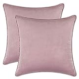 Alishomtll 2er Set Samt Kissenbezüge 45x45cm Weich Uni Kissenhülle Dekorative Wurfkissenbezug für Sofa Zimmer, Pink