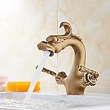 QKWLQ Küche Wasserhahn Becken Wasserhähne Antiken Becken Wasserhahn Retro Drachen Bad Wasserhahn Europäischen Waschbecken Warmes Und Kaltes Wasserhahn Doppelhahn Mischb