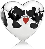 LaMenars Mouse Love Charm Anhänger aus 925er Silber, Perlen für Armbänder und Armreifen, Charm für Damen und M