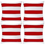 ANECO 4 Stück Wasserdichte Kissenbezüge Outdoor Throw Kissenbezüge Quadratisch Garten Kissen Fall für Haus Garten Terrasse Rot 45,7 x 45,7