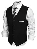 COOFANDY Herren Anzug Weste v-Ausschnitt ärmellose Weste Slim fit Basic Anzug Business H