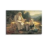 Jesus Talks With A Samaritan Woman Poster Painting on Canvas Schlafzimmer Wandkunst Dekoration Gott Christus Bilder Home Decor Unframe - style1 30 × 45