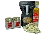 Hopser Food Fun Partyset 500g Popcornmais,250ml Popcornöl mit Butteraroma,150g Popcorn-Zucker Vanille und 150g Karamellzucker Popcornset für Pop