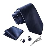 Massi Morino ® Herren Krawatte Set mit umfangreicher Geschenkbox blau blaue dunkelblau naviblau marineblau ozeanblau arktikblau pazifikblau blauekrawatte dunkelblauekraw