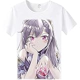 WXXT Print T-Shirt,Genshin Impact Keqing Anime Figur Cartoons Drucken Summer Crewneck Casual Kurzarm-Top
