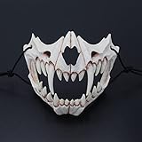 JYMSB Tier Skelett Maske Halloween, Harz Hund Schädel Knochen Zähne Scary Horror Devil Wolf Werwolf Maske Halbmaske wdede B
