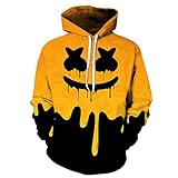 Pullover Herren Lose Atmungsaktiv Mit Kapuze Frühling Herbst Herren Sweater Urban Jugend Mode 3D Smiley Druck Halloween Party Casual All-Match Herren Jacke WY01-67 XL