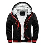 RYTEJFES Herren Winter Fleecejacke Kapuzenpullover mit Reißverschluss Hoodies Sweatshirt Sweatjacke Gefüttert Plüsch Warm Wintermantel für Männer Beiläufig Kapuzenjacke mit Kap