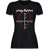 Nerd Geschenke - Mathe Herz - S - Schwarz - Damen Math - L191 - Tailliertes Tshirt für Damen und Frauen T-S