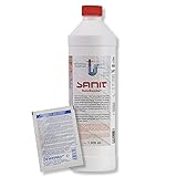 DEWEPRO-Set: SANIT RohrBombe (3066) - Flasche à 1000ml - Der alternative Rohrreiniger – säurefrei löst er Verstopfungen, insbesondere verursacht durch Haare - inkl. 1 St. DEWEPRO® Single Scrub