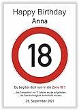 18 Jahre Happy Birthday Verkehrszeichen Karte - Geschenk zum 18. Geburtstag Geschenkidee Mann Geburtstagsgeschenk Frau achtzehn Party Deko Bild Geburtstagsk