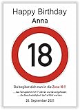 18 Jahre Happy Birthday Verkehrszeichen Karte - Geschenk zum 18. Geburtstag Geschenkidee Mann Geburtstagsgeschenk Frau achtzehn Party Deko Bild Geburtstagsk