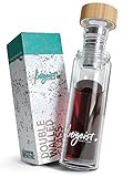 freigeist Teeflasche mit Sieb to go 500ml | Trinkflasche doppelwandige Gläser | Tee Glasflasche aus Borosilikatglas | Mit 2-teiligem Edelstahlfilter & Neoprenhülle | B