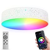 B.K.Licht WiFi LED-Deckenleuchte I 49 cm I Stoff I smart I CCT I RGB I App und Fernbedienung I dimmbar I Sprachsteuerung I iOS & Android I S