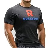 Rokksson Fitness T-Shirt Herren - Slim Fit Kurzarm Bekleidung für Workout und Training (Dunkelgrau, M)