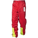 WOODSafe Schnittschutzhose Klasse 1, Forsthose, kwf-geprüft, Bundhose rot/gelb, Herren - Waldarbeiterhose mit Schnittschutz Form A, leichtes Gewicht (48)