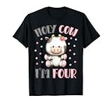 Holy Cow I'm Four Cute Farm Animal 4. Geburtstag für Mädchen T-S