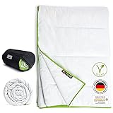 BLACKROLL® Recovery Blanket, atmungsaktive Schlafdecke 135 x 200 cm, vegane Ganzjahresdecke für Allergiker, waschbare 4-Jahreszeiten-Bettdecke, mit Travel Bag für Reisen, Made in Germany, Weiß/Grü