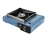 BBZZ Tragbarer Camping-Gaskocher, Kassettenkocher, winddichter Emaille-Topfhalter, Butan-Brenner, 2900 W, für den Außenbereich, Camping-Grillkocher, piezoelektrische Keramikzündung (Farbe: Rot)