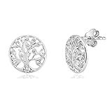 DTPsilver - Damen - Ohrringe 925 Sterling Silber mit Zirkonia Baum des Lebens - Ohrsteck