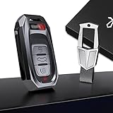 Schlüsselhülle Cover Kompatibel mit Audi, Autoschlüssel Hülle Geeignet für A3 A4 A5 A6 A7 A8 Q5 Q8 TT - Zinc ​Alloy Seat 3-Tasten Schlüsselbox (Grau)