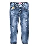 YoungSoul Jungen Zerrissene Jeans Stretch Denim Hose Kinder Skinny Jeanshosen mit Verstellbarem Bund Blau 146-152/Größe 12Y