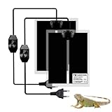 2 Stk Heizmatte für Terrarium, 7W einstellbar Reptile Wärmekissen mit Temperaturregelung für Reptilien Schildkröte, Schlangen, Eidechse, Gecko, Spinne, Raupe,Sicherheit Aquarium Schildkröte W