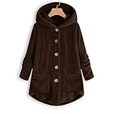 Bolonwzi Übergangsjacke for Damen Warm Gefüttert Steppjacke Winter Jacke Dicker Winddichte Teddyfell Parka Mantel Collegejack