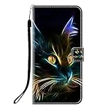 Sunrive Kompatibel mit Nokia Lumia 930 Hülle,Magnetisch Schaltfläche Ledertasche Schutzhülle Etui Leder Case Handyhülle Tasche Schalen Lederhülle MEHRWEG(Q Katze 6)