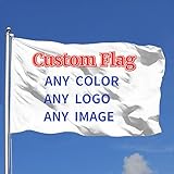 EKMON Benutzerdefinierte Flagge,Einzelne Flagge,Wetterfeste Fahnen und Flaggen mit Messing-Ösen in verschiedenen Größen-Drucken Sie Ihr eigenes Logo / Design 65*95