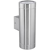 LED Wandlampe TIRA Up & Down Außen 230V - Wandleuchte IP44 - Oberfläche Edelstahl - inkl. 2 LED Leuchtmittel 3W GU10 warmweiß 2700