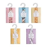 WDEC Kleiderschrank Aromatherapie Kleiderbügel, Beutel, Für Schubladen, Schränke, Schränke, Badezimmerautos, 5 Stück Lavendel, Jasmin, Lilie, Rose, Ozean (5 x 20 g)