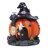 LYTBJ Weihnachten Miniatur Ornament Kits, Halloween Haus Dekor Harz Garten Leuchtende Hexe Geist Kunsthandwerk O