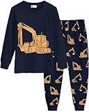 Baby Jungen Schlafanzug Bagger Langarm Ärmel Pyjama Kinder 92 98 104 110 116 122