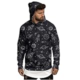 Halloween Men's Hooded Sweater Sun-moon Printing Pullover Loose Blouse Top