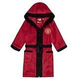 Manchester United FC - Jungen Fleece-Bademantel mit Kapuze - Offizielles Merchandise - Geschenk für Fußballfans - Rot - 13-14 J